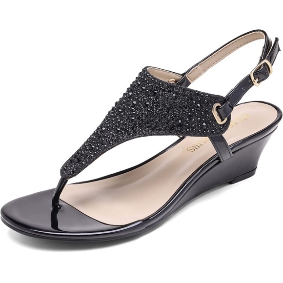 Dream Pairs Aditi black low heel sandals size 10 - Picture 2 of 15